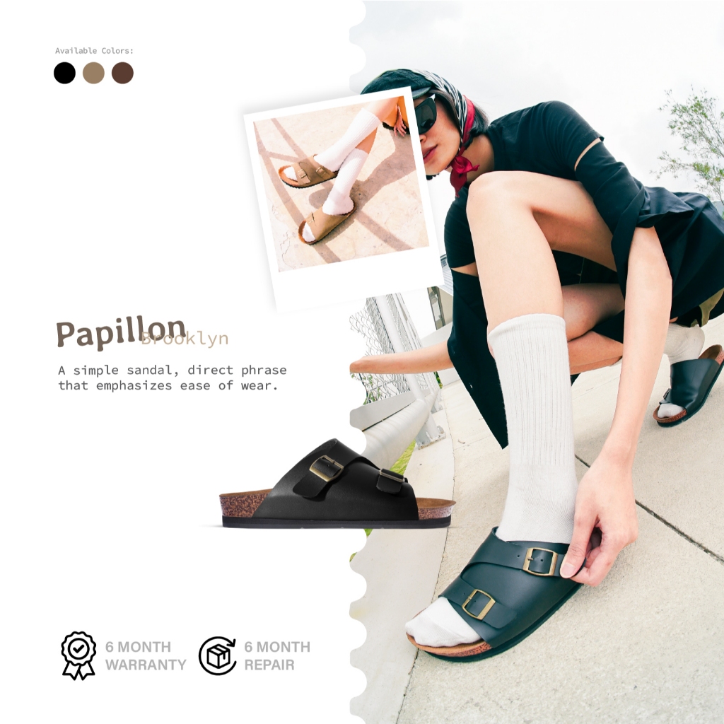 Osgood - Sandal Slide Kulit Pria/Wanita - Papillon Brooklyn Series