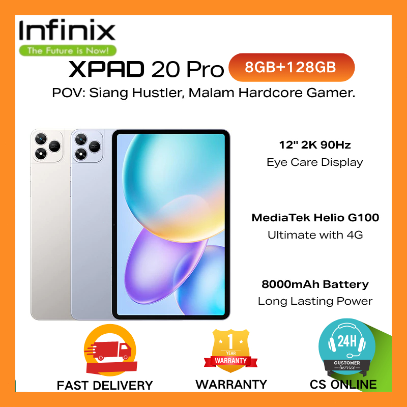 Infinix XPAD 20 Pro 8/128GB - Mediatek G100 Ultimate - 12" 2K 90Hz - 8000 mAh - 4G LTE