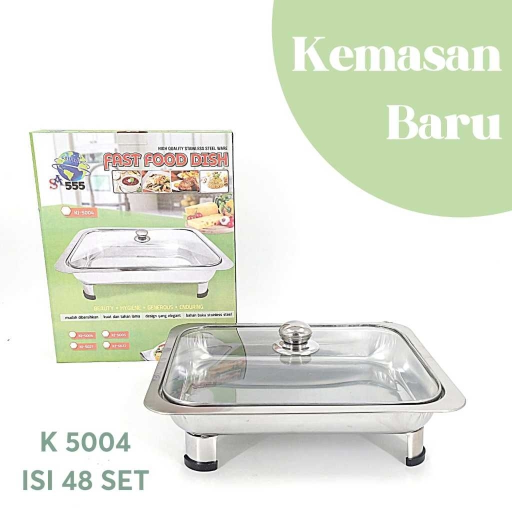 Fast Food Dish Stainless Tutup Kaca