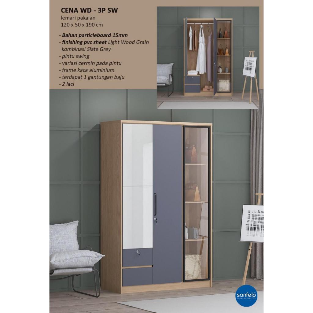Siantano Sanfelo Lemari Pakaian Minimalis CENA WD - 3P SW Khusus Palembang