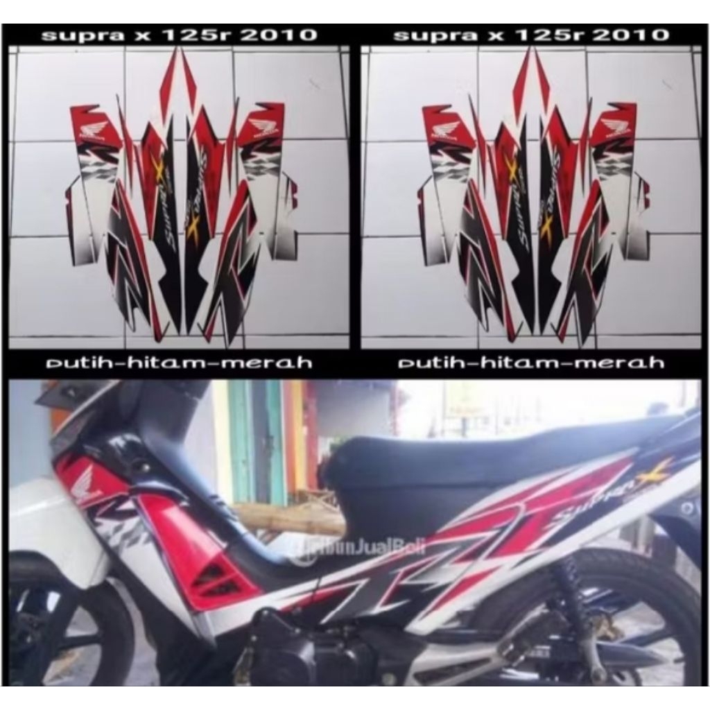Striker striping motor Honda Supra x 125 Tahun 2010 Warna MERAH PUTIH