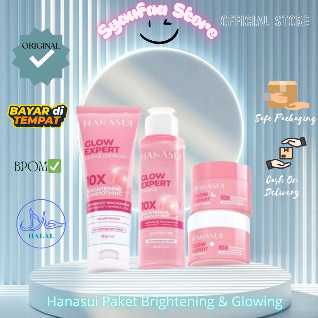 Hanasui Paket Brightening & Glowing Basic Skincare || Paket Basic Skincare Hanasui Mencerahkan & men