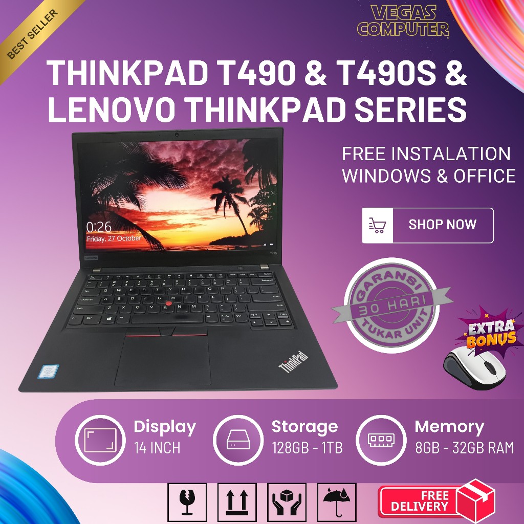 Lenovo Thinkpad T490 / T490S | T14 / T14S | T460 | L490 | Core i7 / i5 RYZEN 7 & 5 Gen 8 RAM 16GB SS