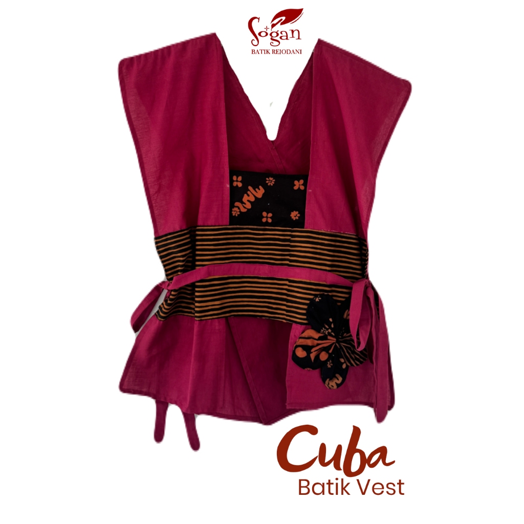 Cuba Batik Vest Style Kebaya Kutubaru Merah Maroon Eksklusif by Sogan Batik Rejodani