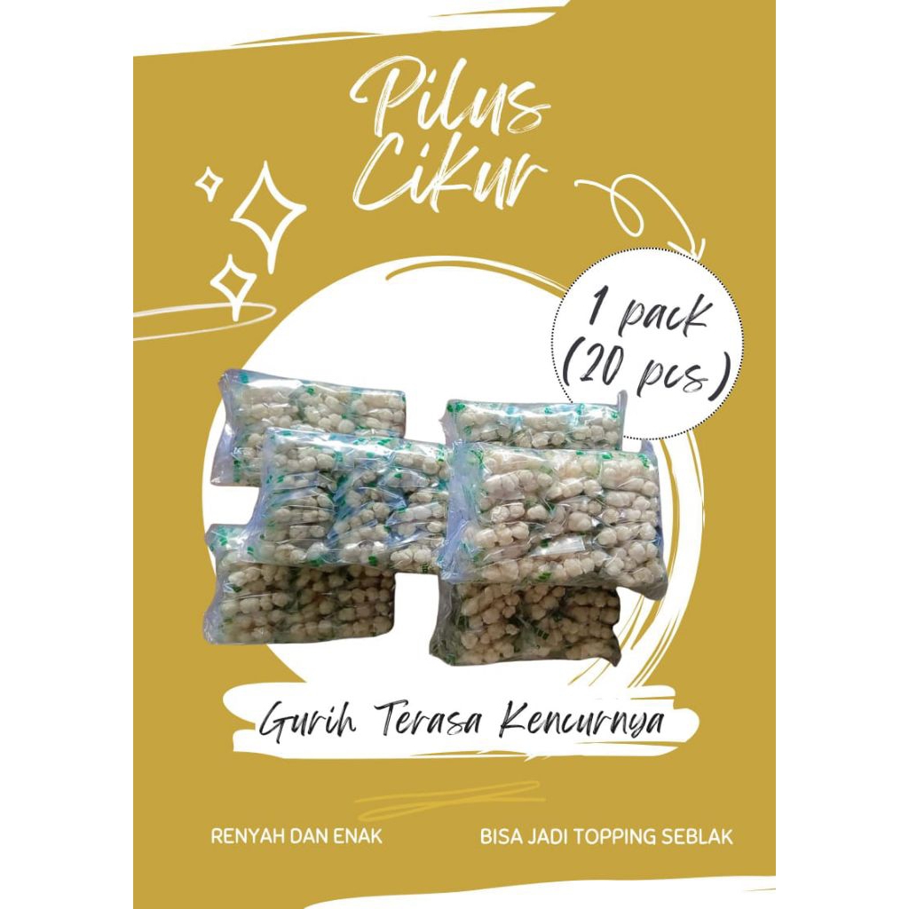 pilus cikur/tiktak unyil kemasan 1pak 20pics