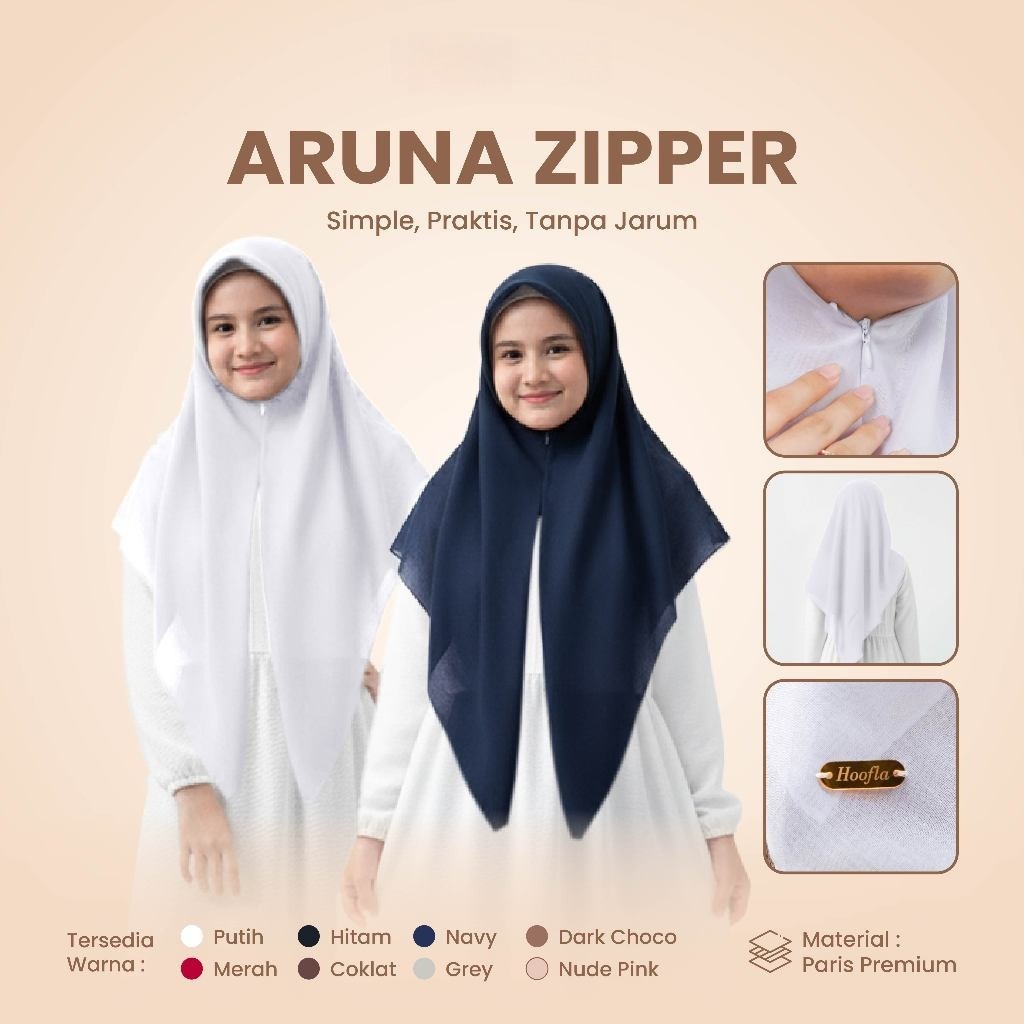 Hoofla Kerudung Segitiga Instan Anak Paris Premium Zipper Rapi Kerudung Anak Bahan Paris Premium