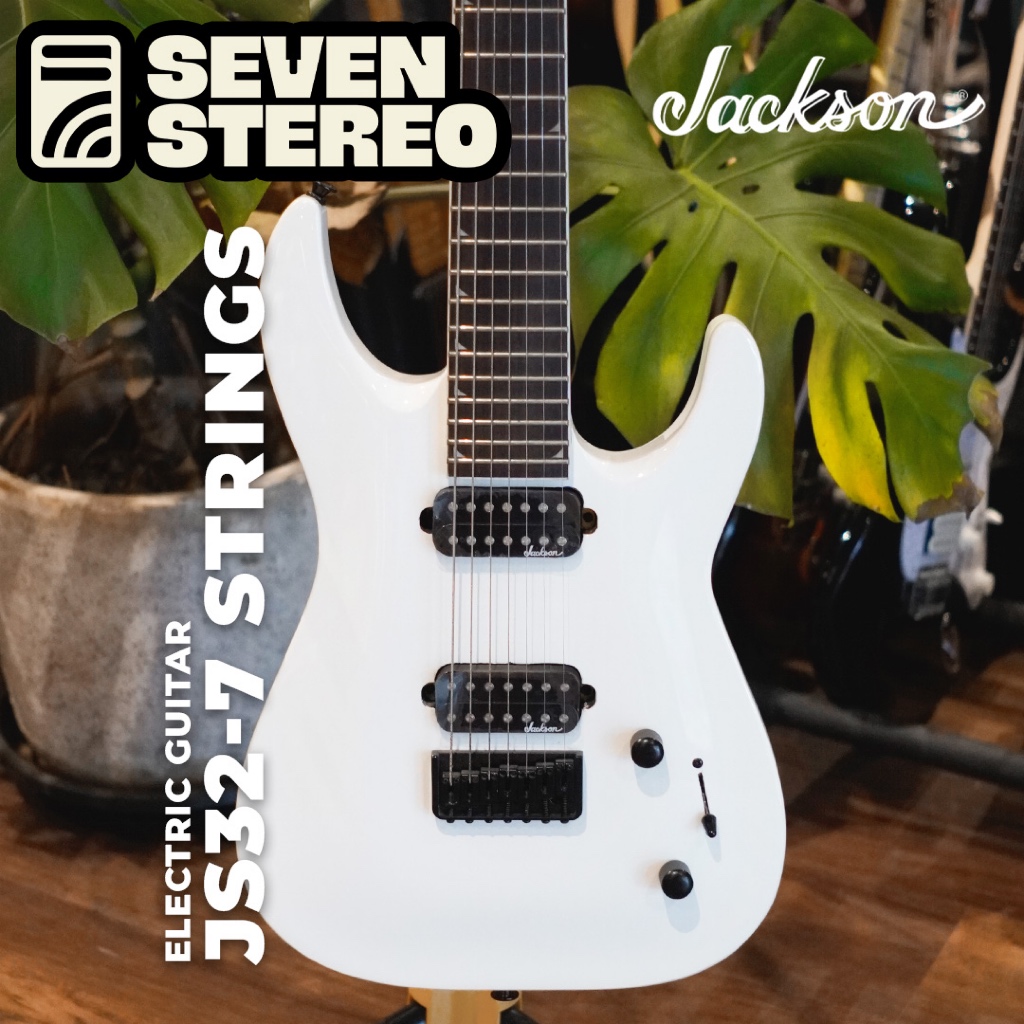 Jackson Dinky JS32-7 DKA Amaranth FB Snow White 7 String Guitar