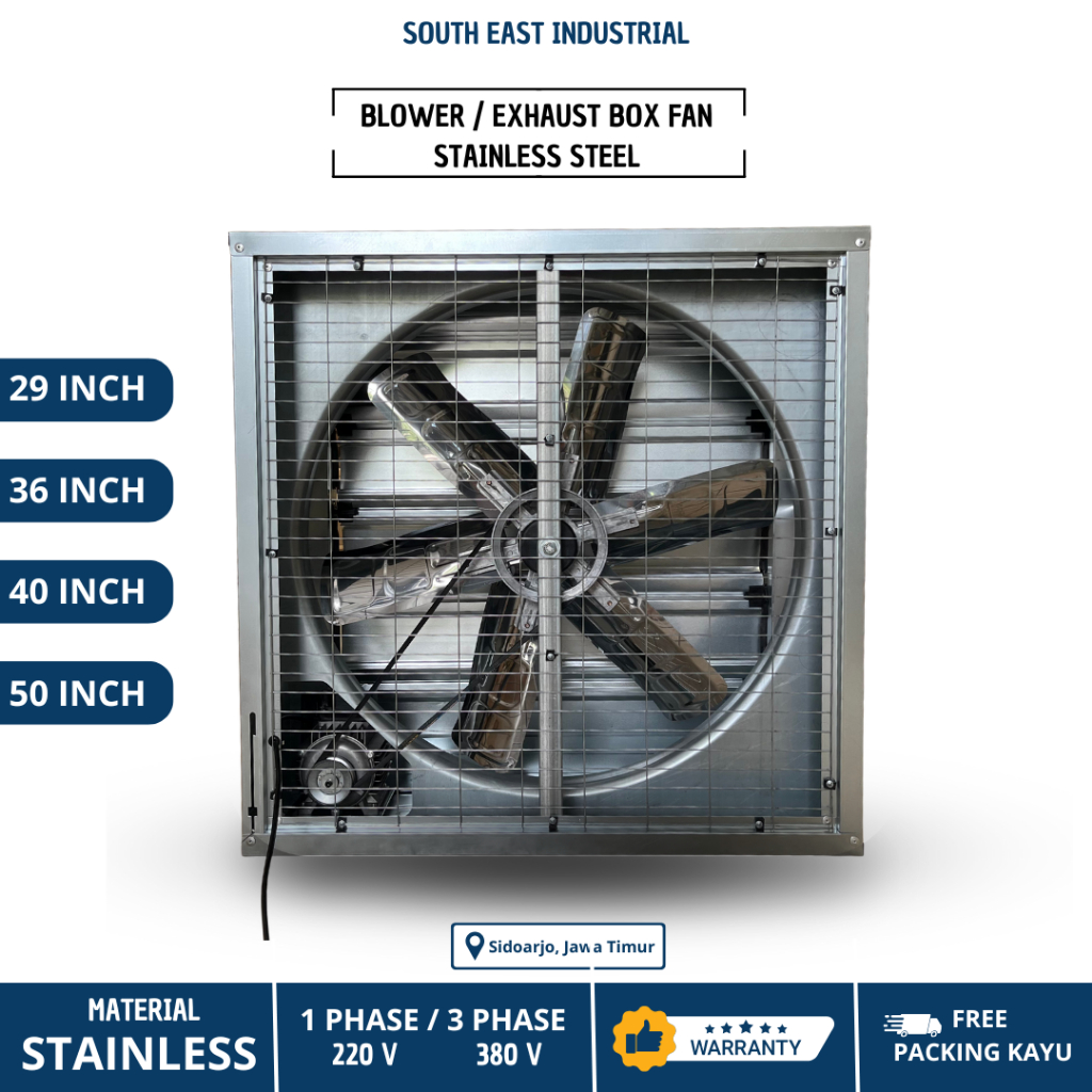 STAINLESS Blower Kipas Exhaust Fan Box Industrial 29 36 40 50 Inch untuk Kandang Ayam close house | 