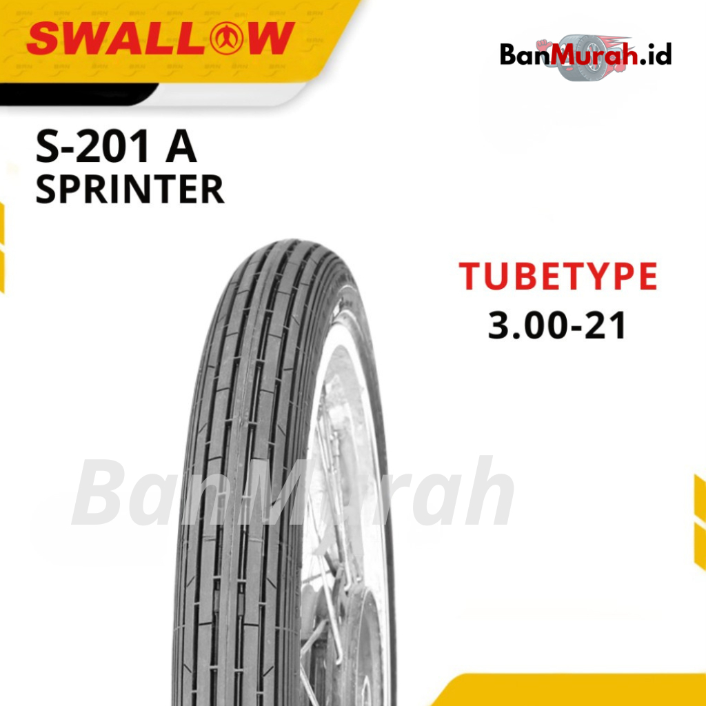 Ban Luar Sepeda Motor Swallow S-201 A Sprinter Ukuran 300-21 Ring 21 TUBETYPE (NON TUBELESS)