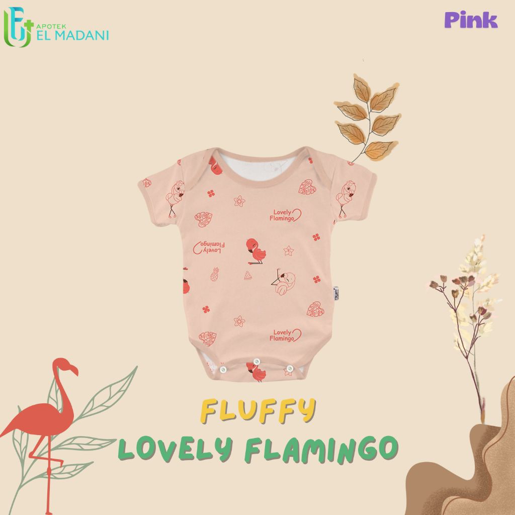 FLUFFY LOVELY FLAMINGO BAJU BAYI 3-6 BULAN