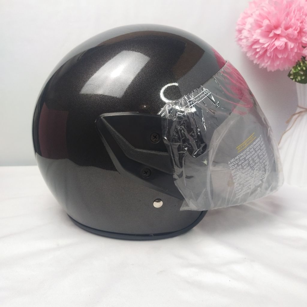 Helm HKM Cen Cen Cop Abu kilat / Helm HKM Cen Cen kop polos murah / helm murah HKM / Helm Cencen kop