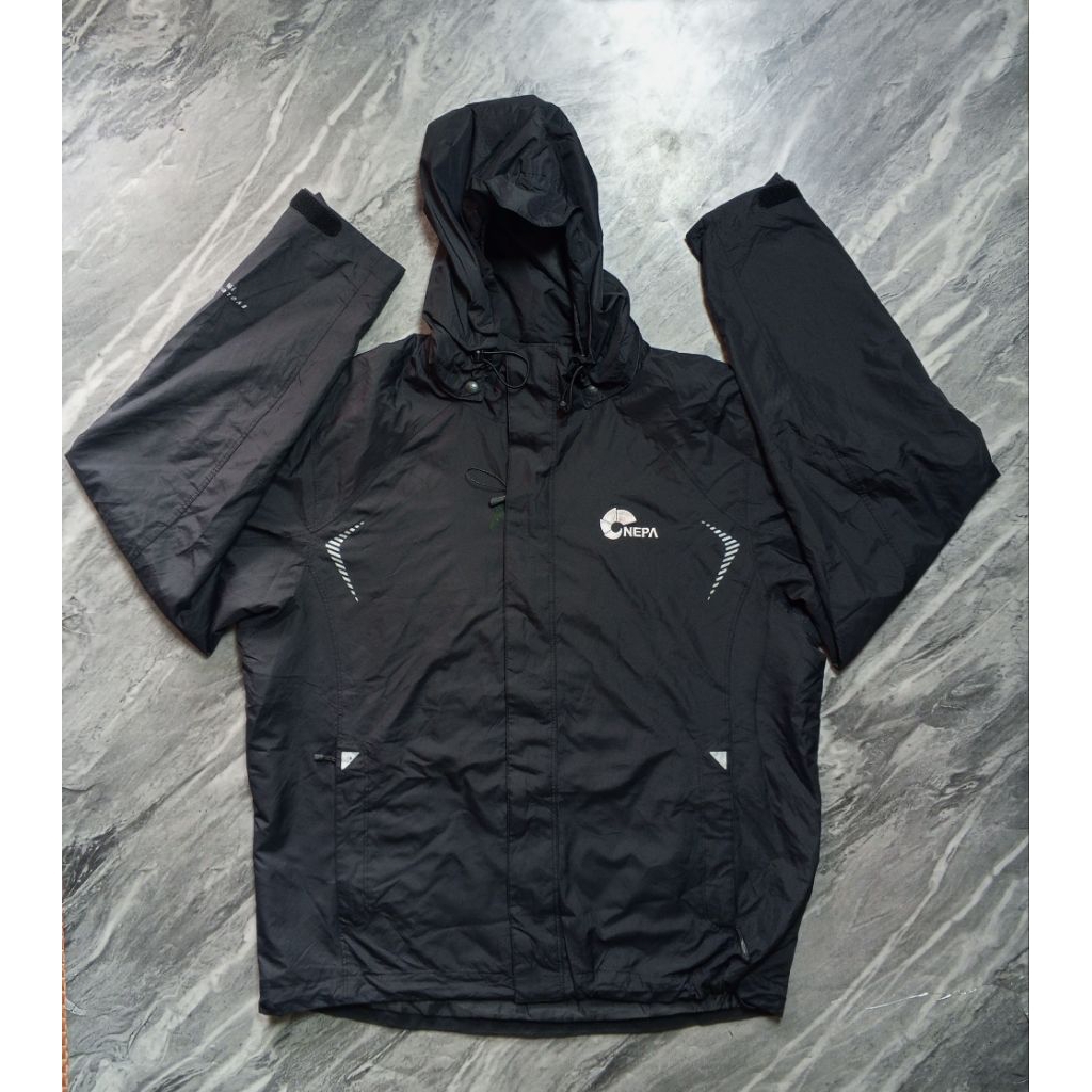 Jaket Nepa hoodie Outdoor Windbreaker motoran unisex hitam branded