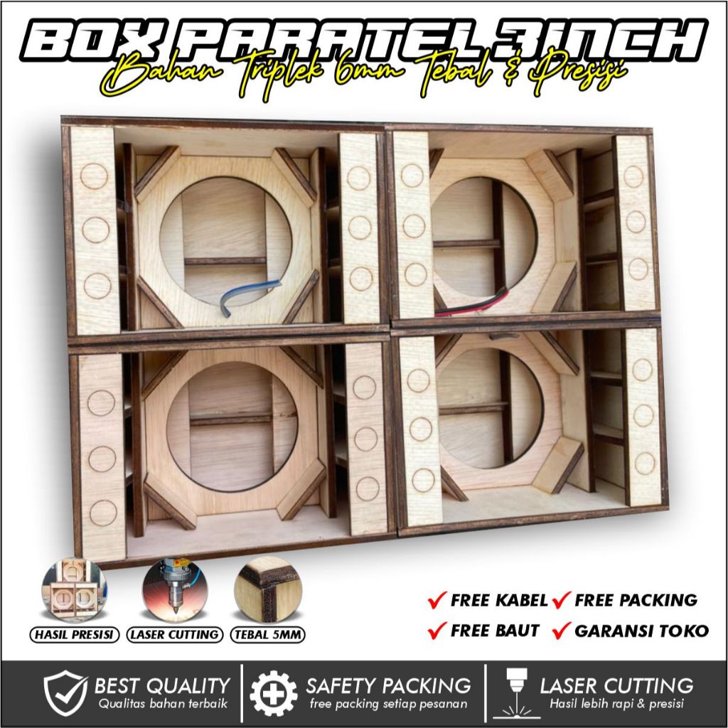 StarSign-Box Speaker Paratel 3inch / Box Sound System Miniatur Triplek 5mm Tebal Laser Cutting