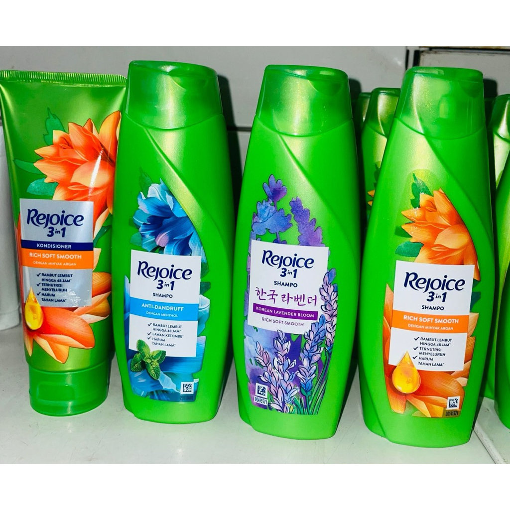 Rejoice 3in1 Shampoo & Conditioner 170ml – Rich Soft Smooth, Anti Ketombe, Korean Lavender Rambut Le
