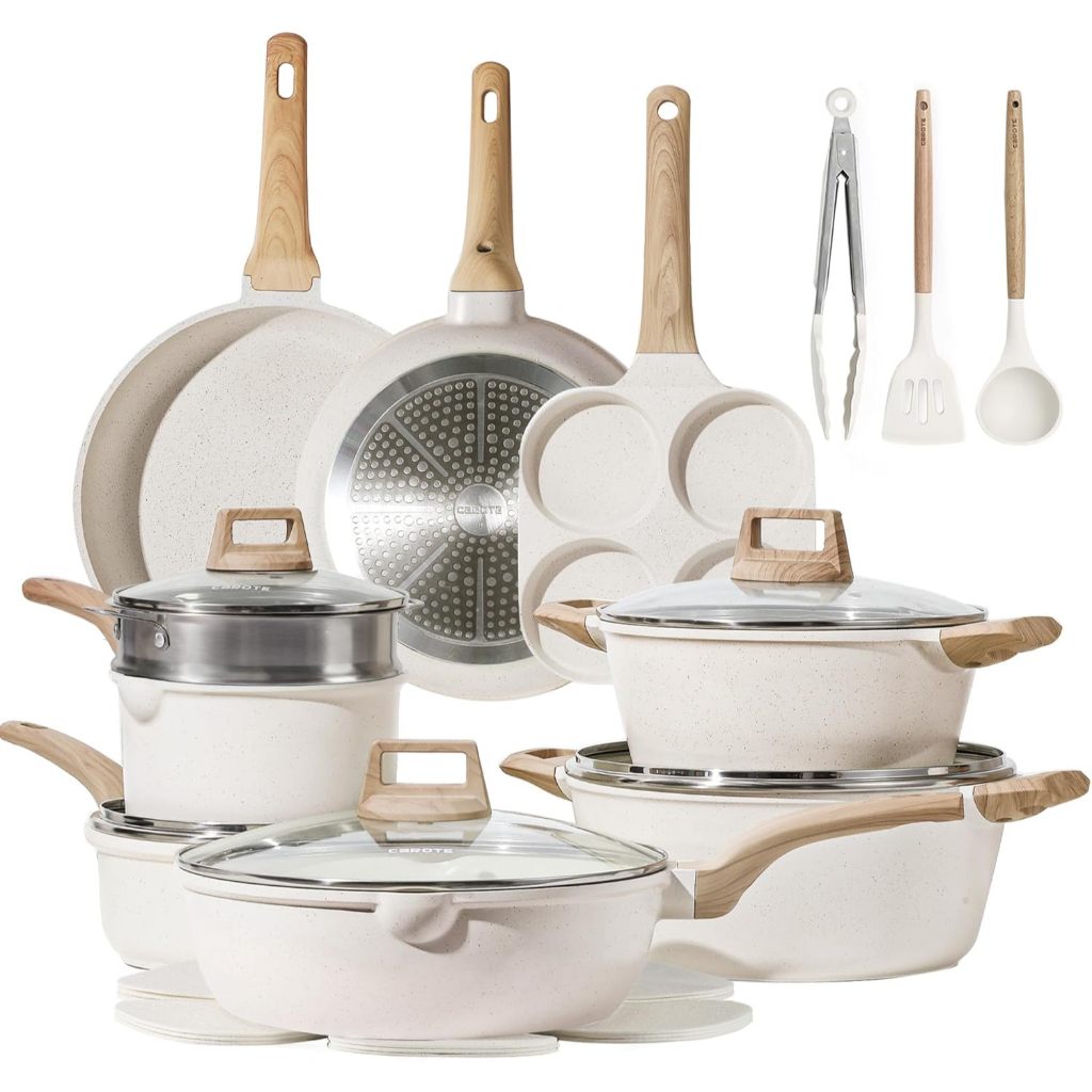 CAROTE 21Pcs Pots and Pans Set, Nonstick Cookware Sets