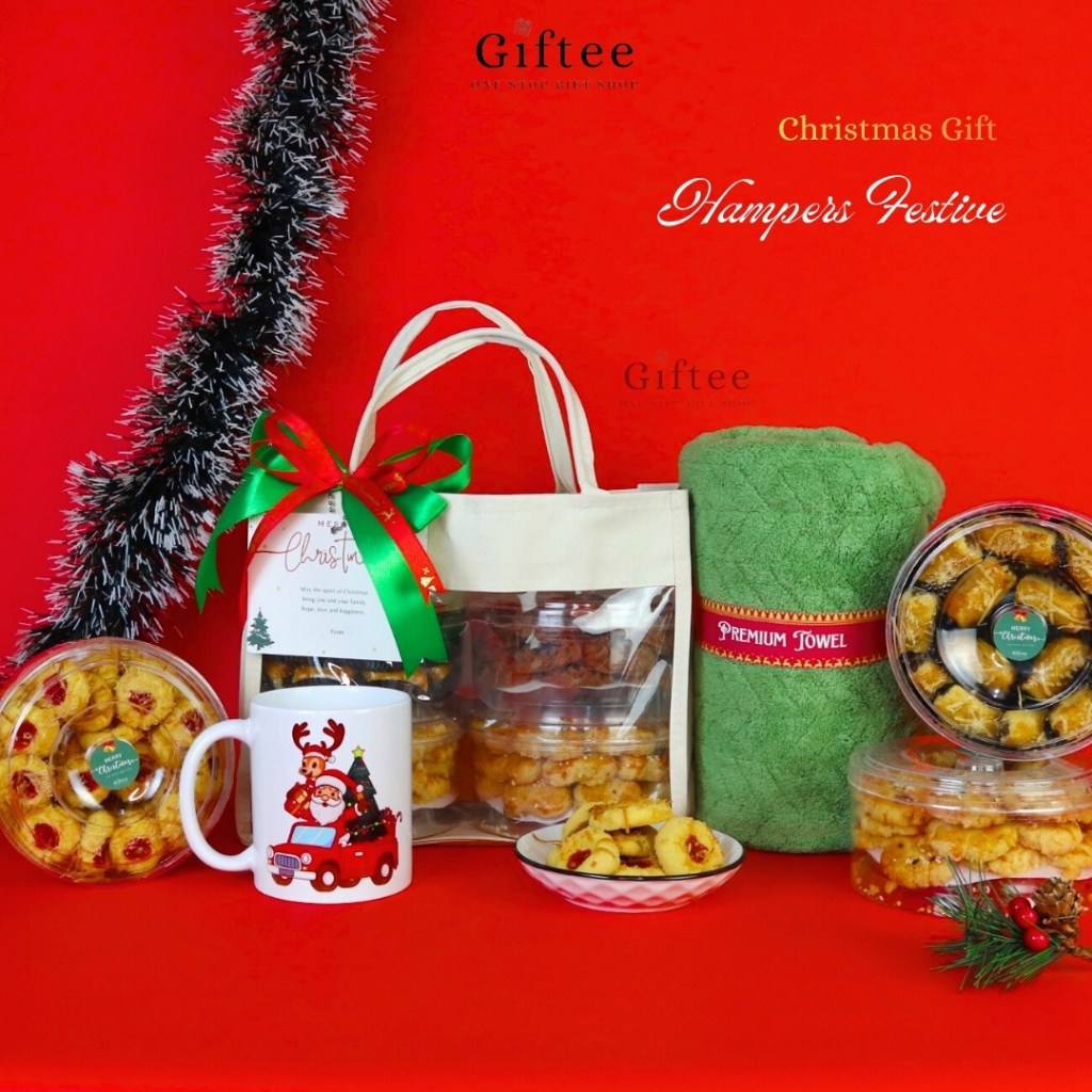 HAMPERS NATAL FESTIVE TAS JINJING PREMIUM KUE KERING COOKIES MIKA BAG CHRISTMAS KADO HADIAH SOUVENIR