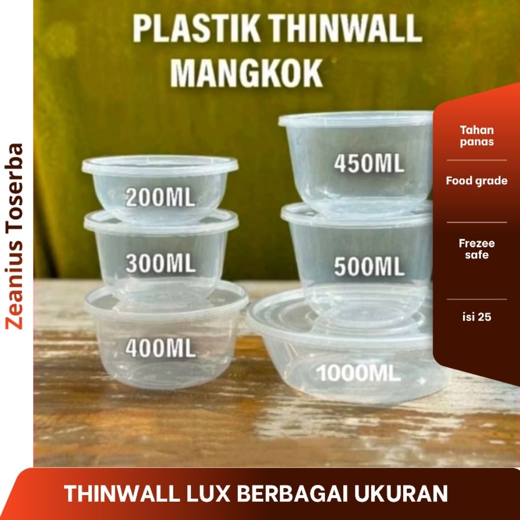 Thinwall Mangkok Merk Lux 200 ml/ Thinwall Round Bowl Isi 25 pcs