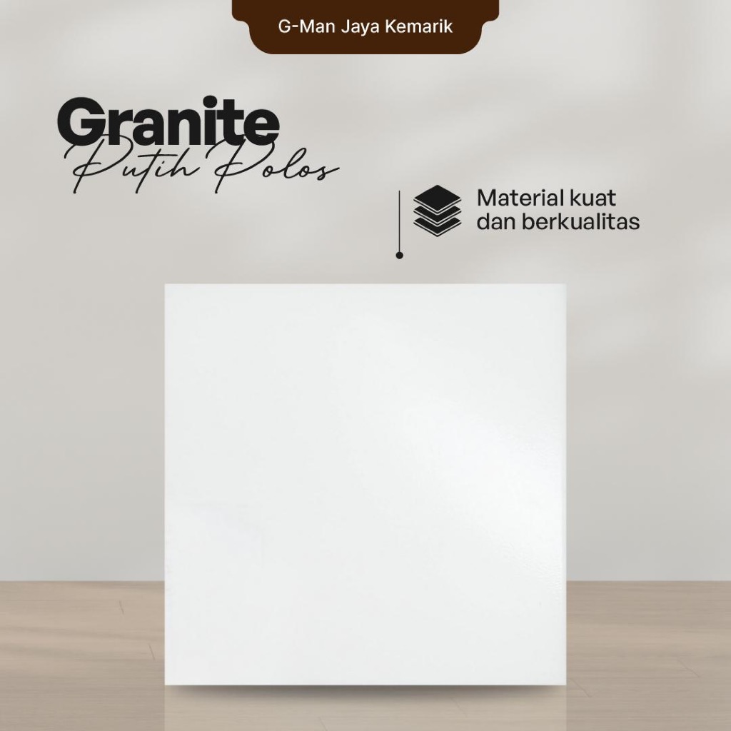 Granit Lantai 60x60 Putih Polos Mulia Ceramic Glossy Grade A Isi 4 pcs ( 1,44 )
