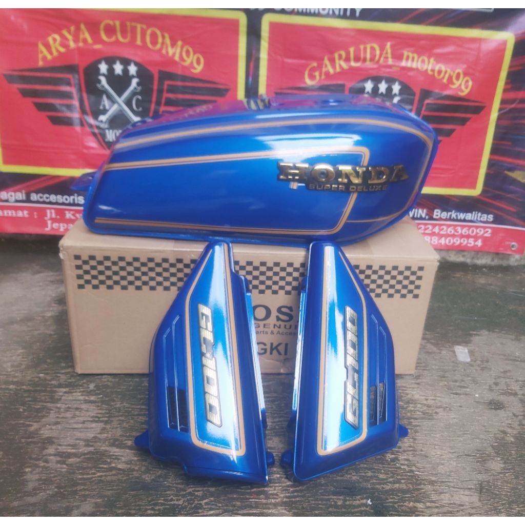 TANGKI GL100 TENGKI GL 100 GL 125 GL CEPEK FULL PRES PABRIK IMPOR SET COVER AKI SEPASANG DETAIL ORIG