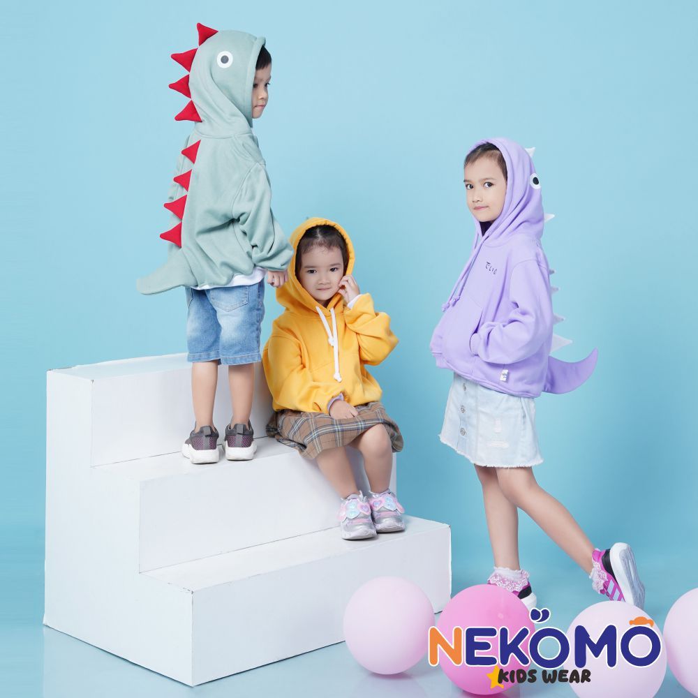 Jaket Hoodie Anak Dino 3D Kostum Naga Lucu - Bahan Fleece Tebal Adem Hangat - Usia 2-10 Tahun NEKOMO