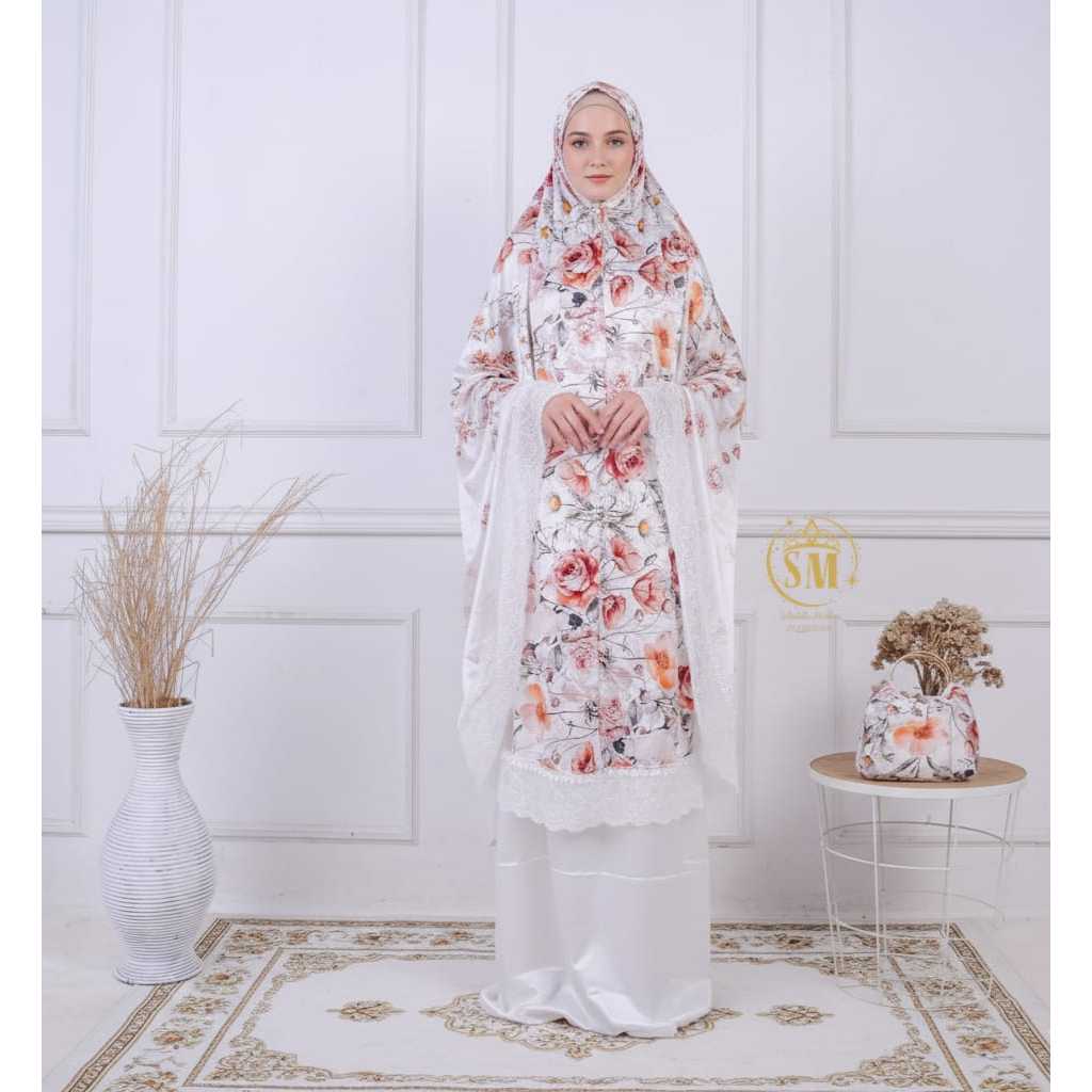 Mukena Armani Silk Renda Premium Putih
