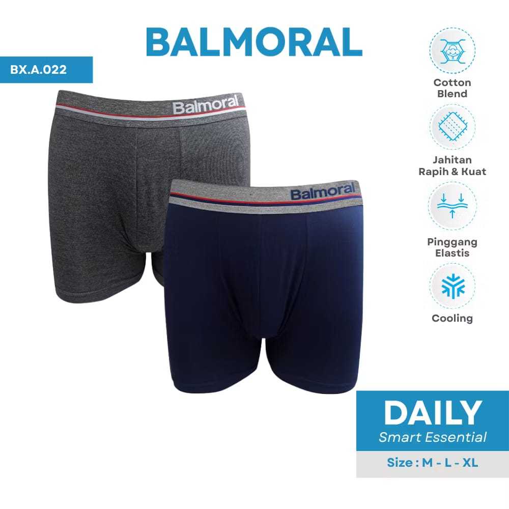 Balmoral Daily Celana Dalam Pria Boxer 2 Pcs Rayon Spandex BX.A.022