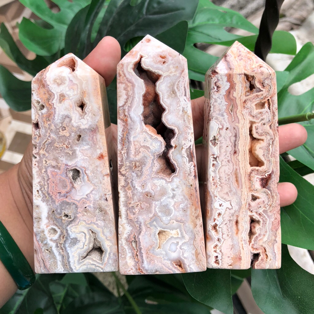 Druzy Sparkling Pink Crazy Lace Agate Tower High Quality | Part 1
