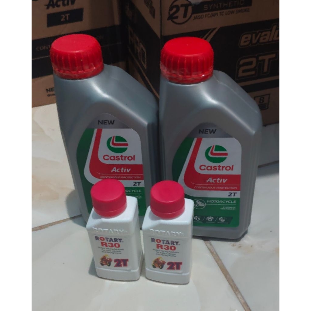 Paket hemat Olsam 2T Castrol active 700 ml denga Rotary R30 100 ml