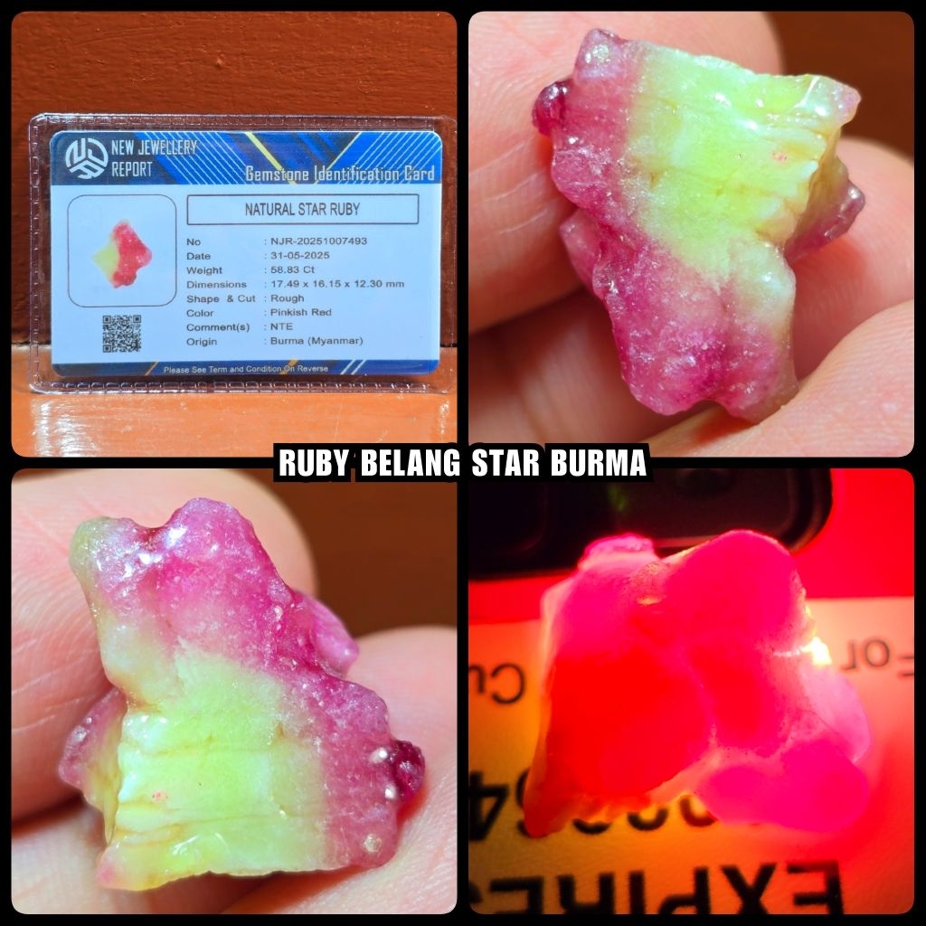 natural rough / bongkahan ruby belang koi star burma super