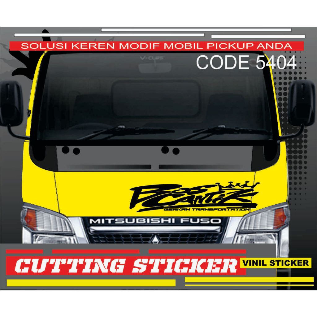 stiker mobil truck truk canter kap depan kabin code 5404