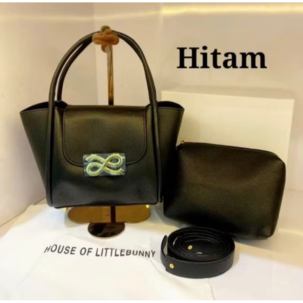 Little Bunny Horizon Bag PU Medium Size Black/hitam