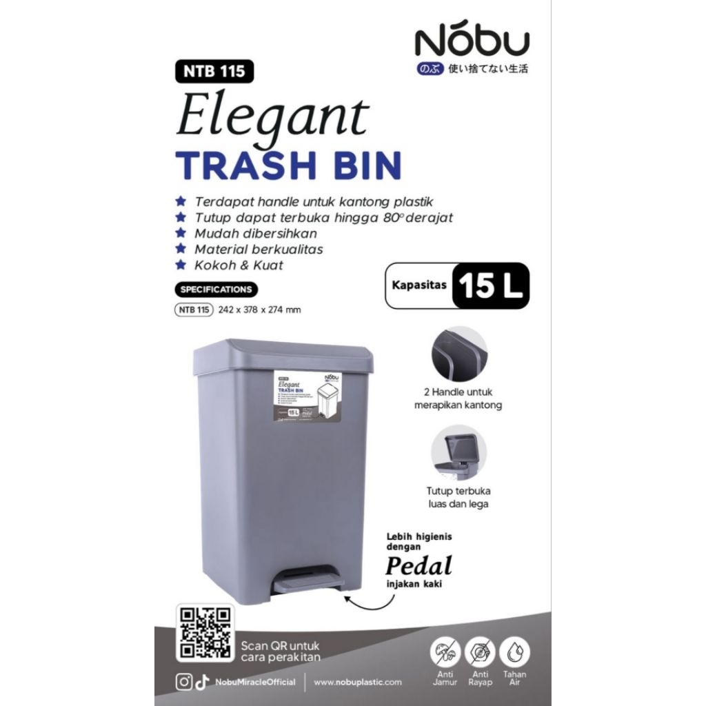 Tempat Sampah Injak Kaki Nobu 15 Liter