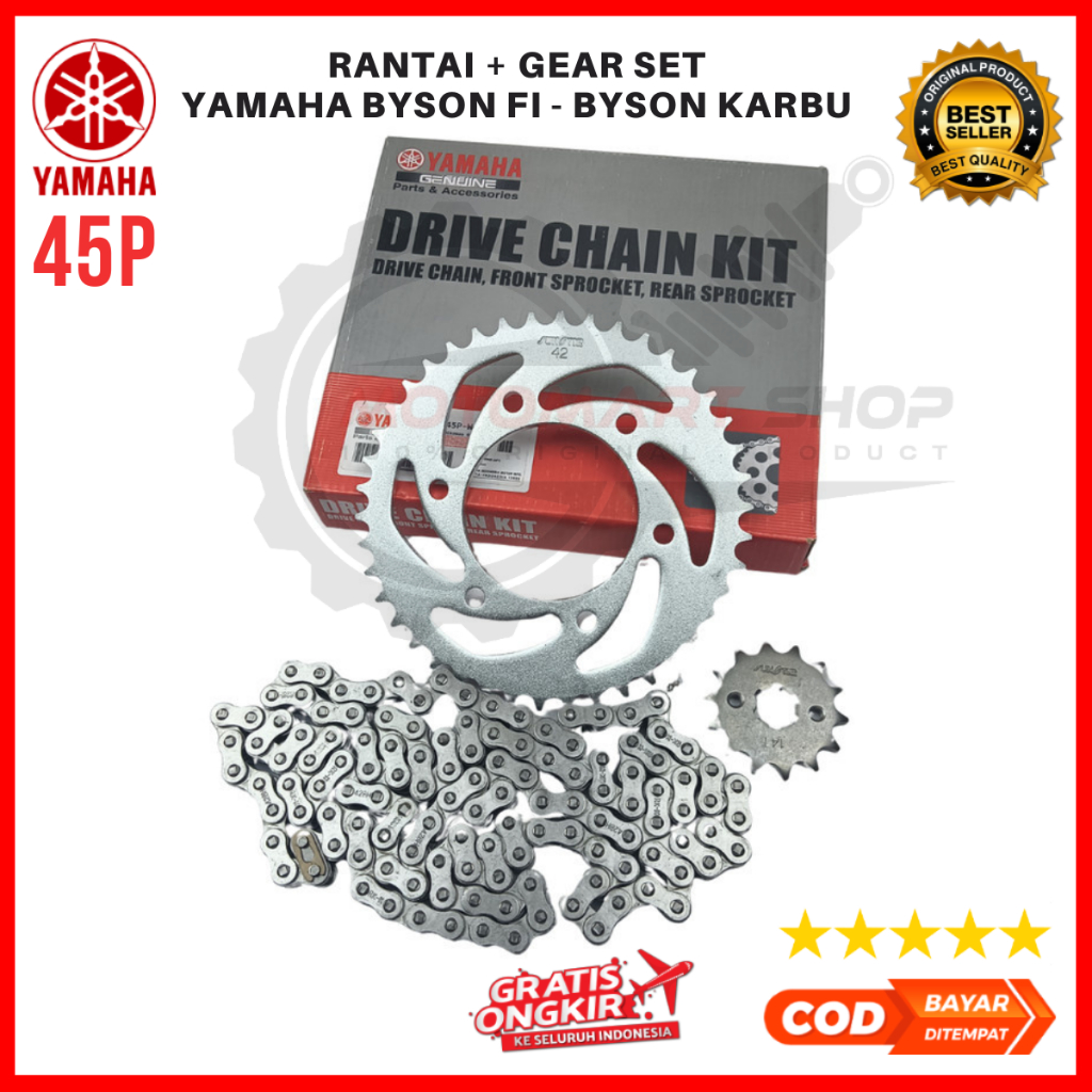 Rantai Gear Set Yamaha Byson FI Ori / Ger Gir Set Rantai Motor Byson Karbu - 45P
