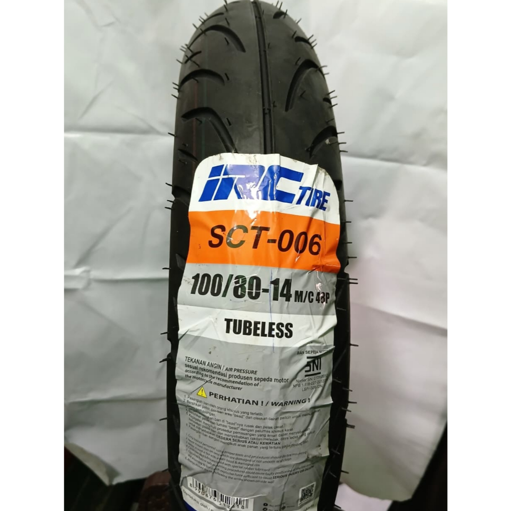 IRC SCT006 Ban Luar Tubeless Ring 14 100/80 Motor Vario 125 150 Belakang