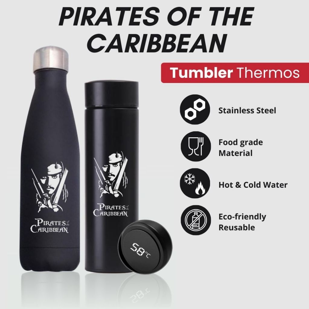 PIRATES OF THE CARIBBEAN - TUMBLER TERMOS CUSTOM DESAIN LOGO PIRATES OF THE CARIBBEAN