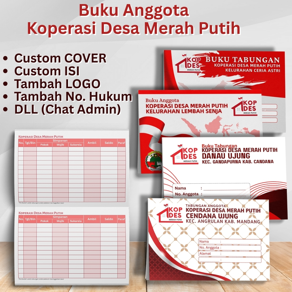 Buku Tabungan Koperasi Desa Merah Putih (boleh Costum)