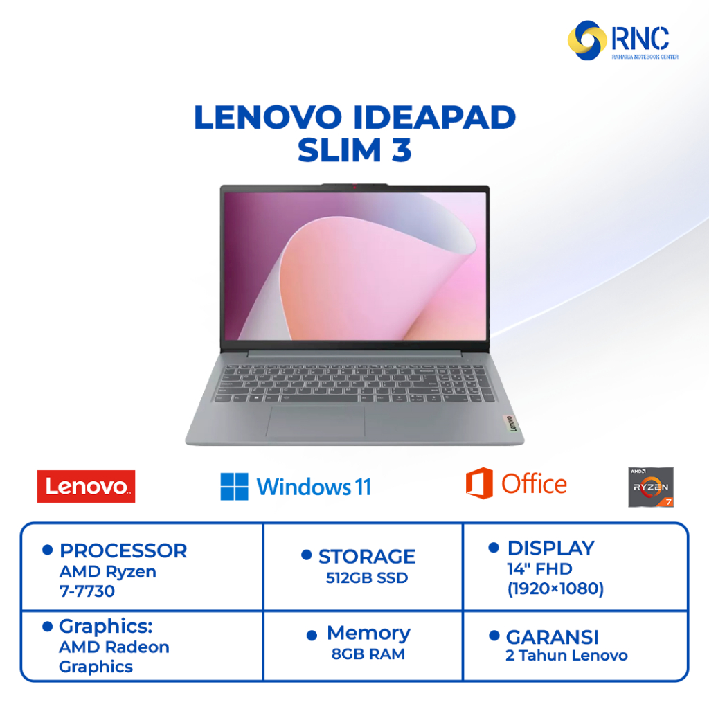 LENOVO IDEAPAD SLIM 3 | RYZEN 7-7730 8GB/512GB