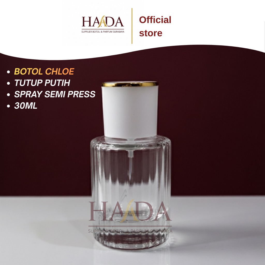 BOTOL PARFUME CHLOE 30ml - SEMI PRESS - TUTUP PUTIH - BOTOL KOSONG
