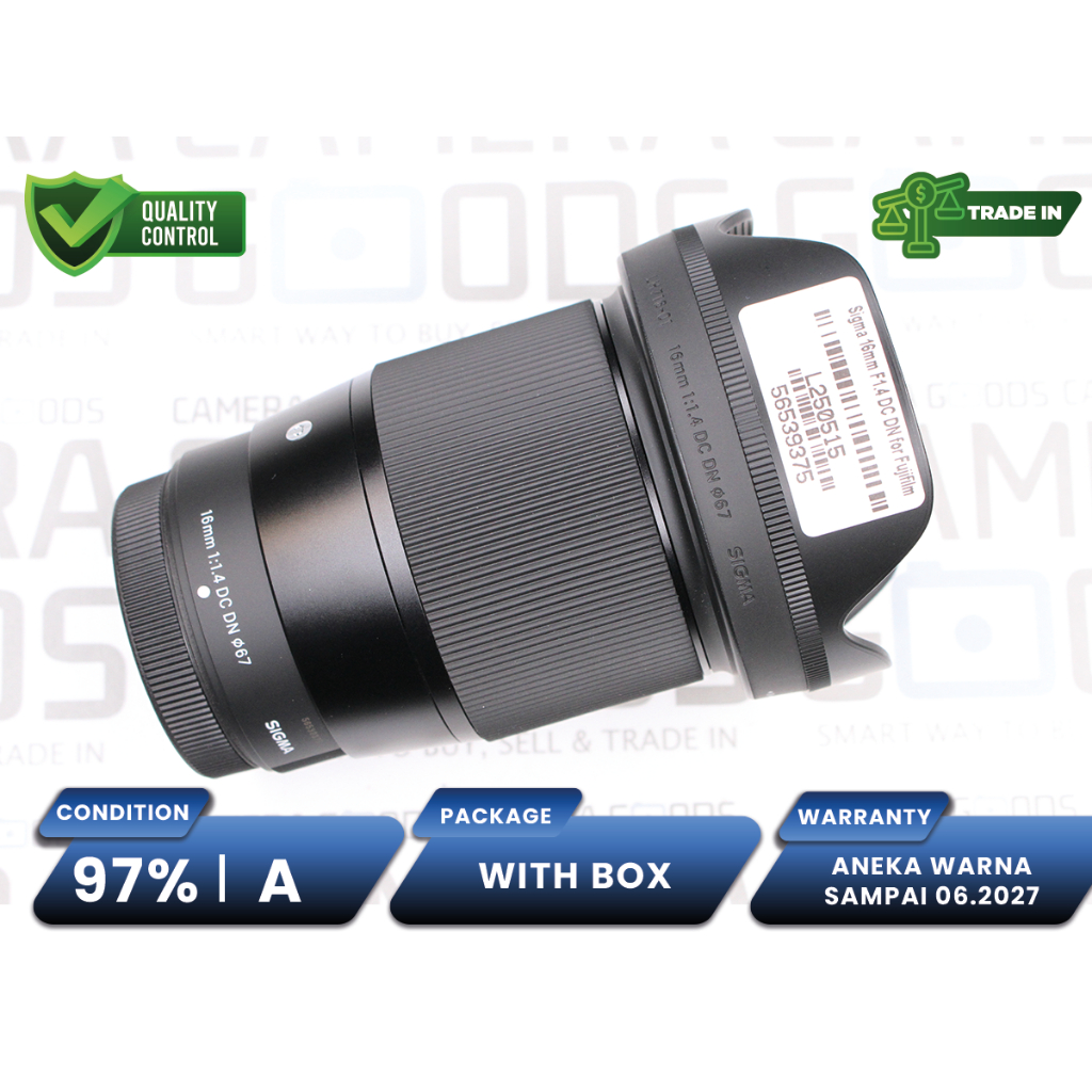 Lensa Sigma 16mm F1.4 DC DN Contemporary Lens for Fujifilm X Second Bekas Grade A - L250515