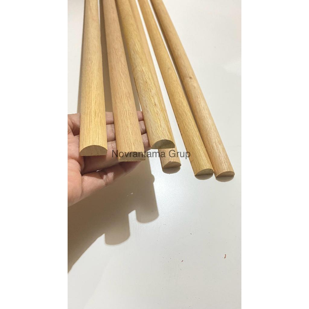 Lis Setengah Lingkaran Kayu Mahoni / Lis Profil Setengah Bulat Kayu Mahoni 2x1cm