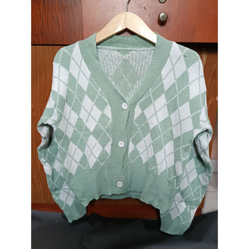Cardigan Rajut Wanita Motif Ketupat