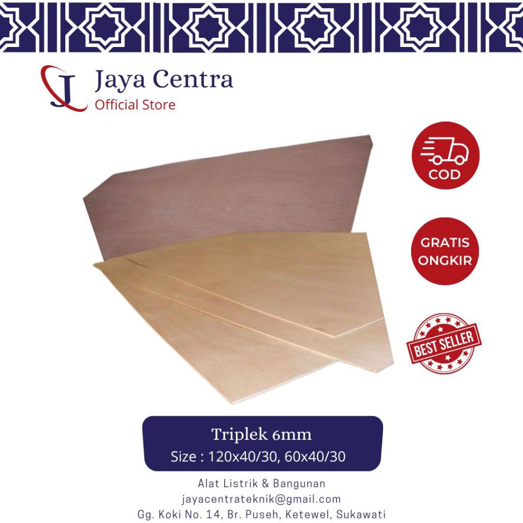 Triplek 6mm Sengon dan Semi Meranti Ukuran 120x40, 120x30, 60x40, 60x30 Custom