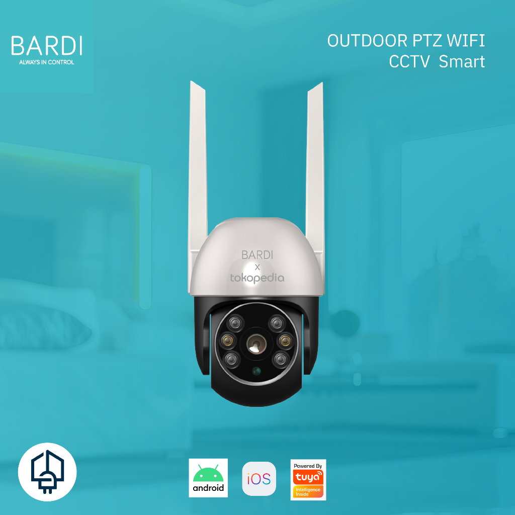 BARDI Kamera IP Outdoor PTZ 3MP WiFi Smart dengan Lampu Sorot - CCTV