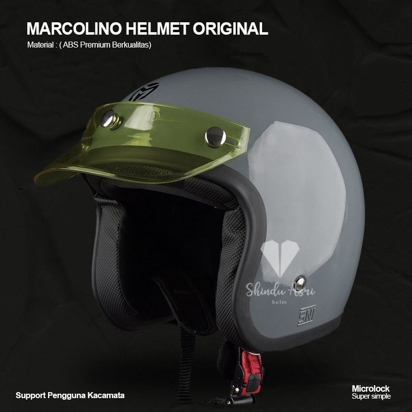 HELM MARCOLINO RETRO PET LIST HITAM