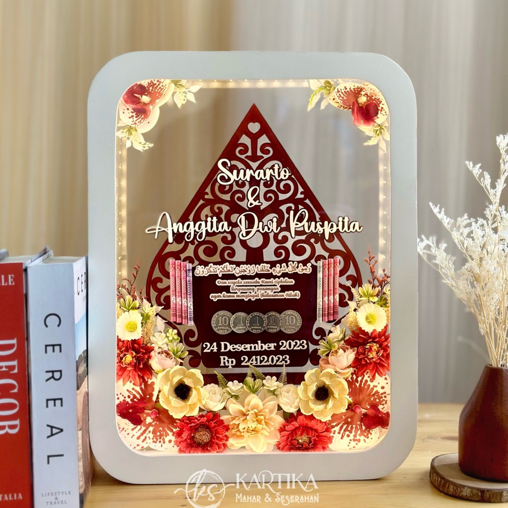 MAHAR GEOMETRI GUNUNGAN / MAHAR FRAME LENGKUNG / MAHAR FRAME KAYU / MAHAR PERNIKAHAN