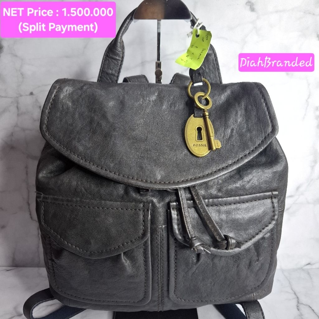 F015 - PRELOVED TAS FOSSIL BACKPACK EMORY BLUEBLACK FULLSET