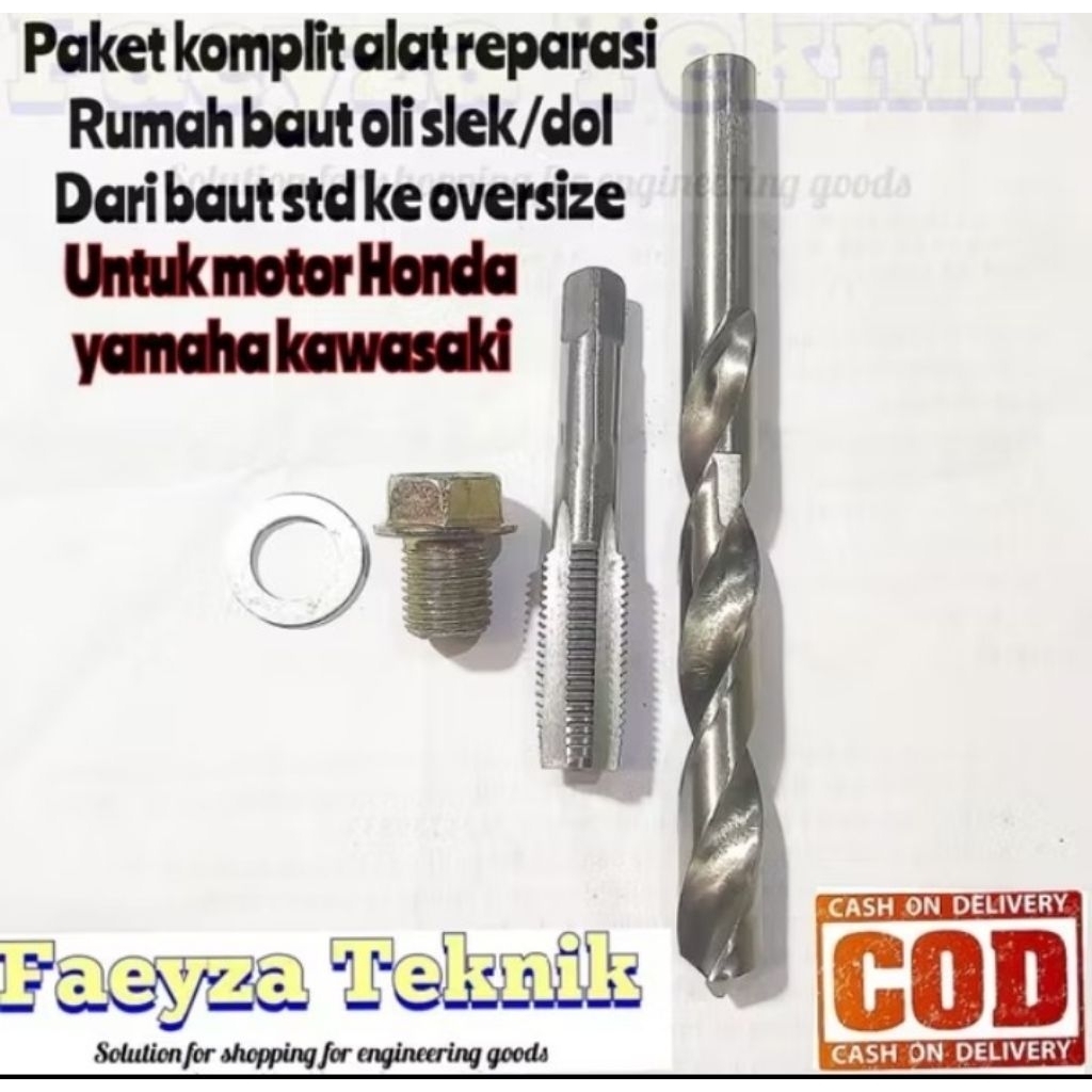 Paket Komplit Alat Reparasi Rumah Baut Oli Slek Dol Dari Baut Std Ke Oversize baut 19 kunci 17 Untuk