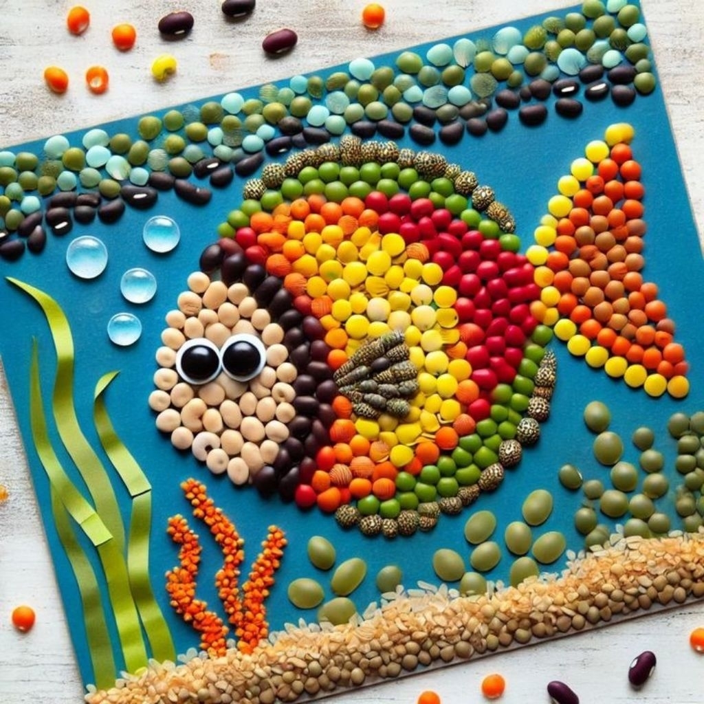 kolase biji bijian hewan aesthtic bisa request bentuk ukuran 21x23