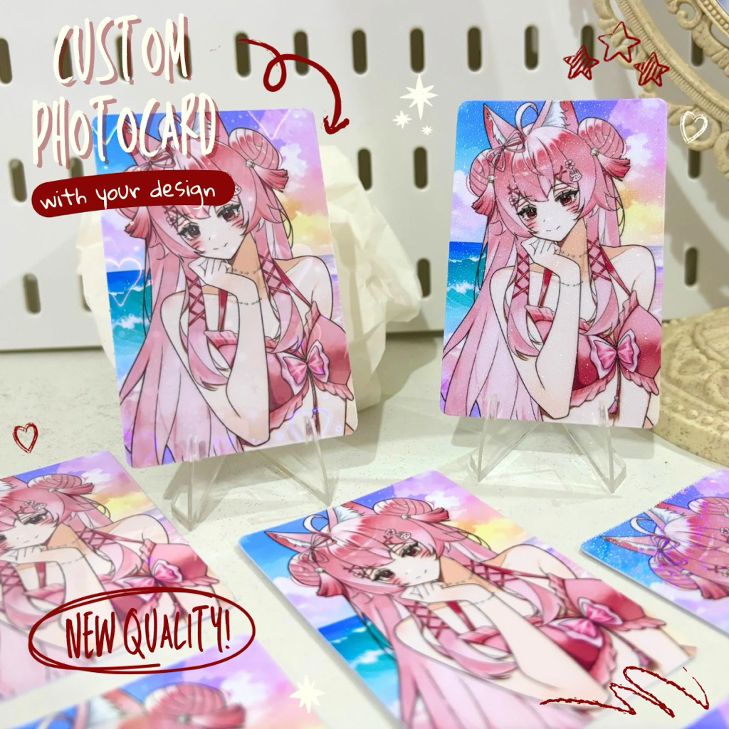 Custom Cetak Photocard Glitter Hologram Glossy Matte, Custom Photocard Laminasi Hologram Glitter Dof