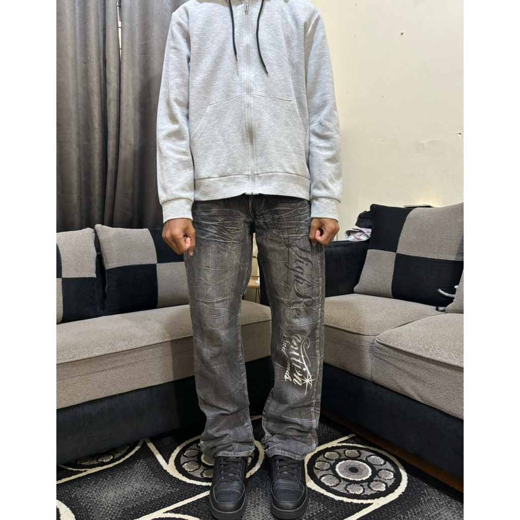 Wild Life Grey Motif Fading Jeans